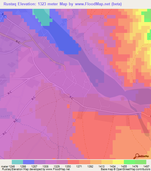 Rustaq,Afghanistan Elevation Map