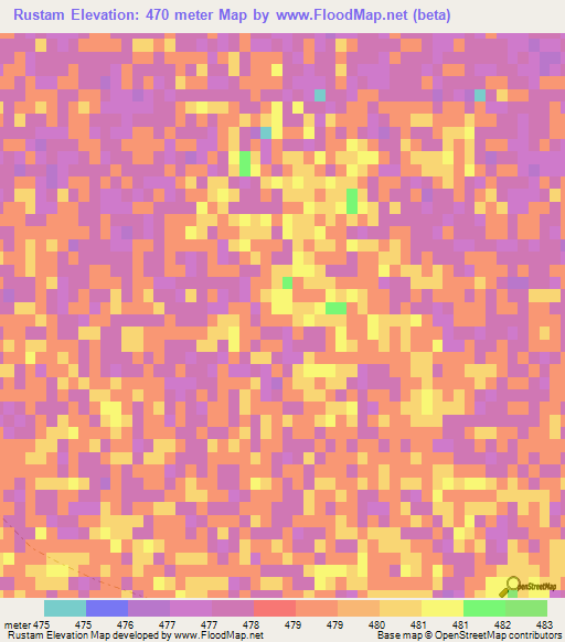 Rustam,Afghanistan Elevation Map