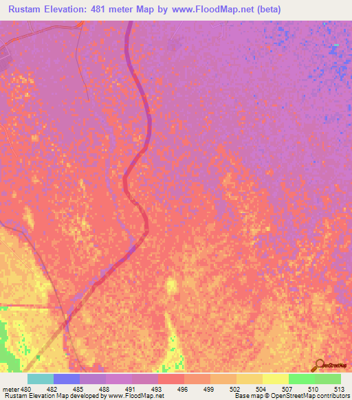 Rustam,Afghanistan Elevation Map