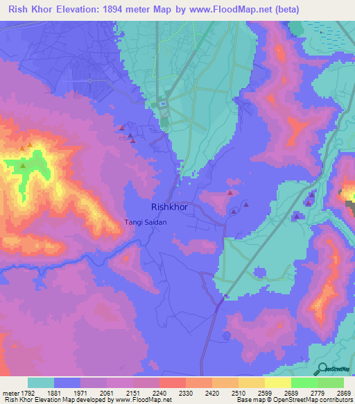 Rish Khor,Afghanistan Elevation Map