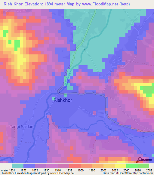 Rish Khor,Afghanistan Elevation Map