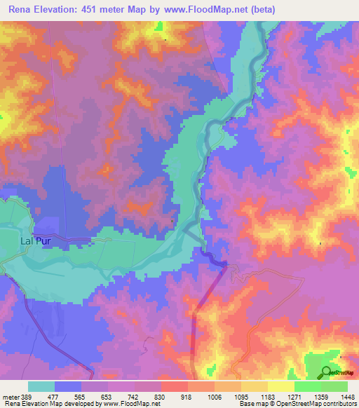 Rena,Afghanistan Elevation Map