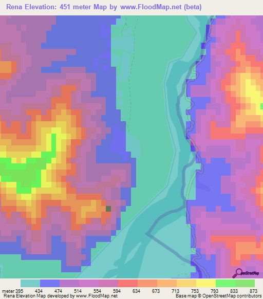 Rena,Afghanistan Elevation Map