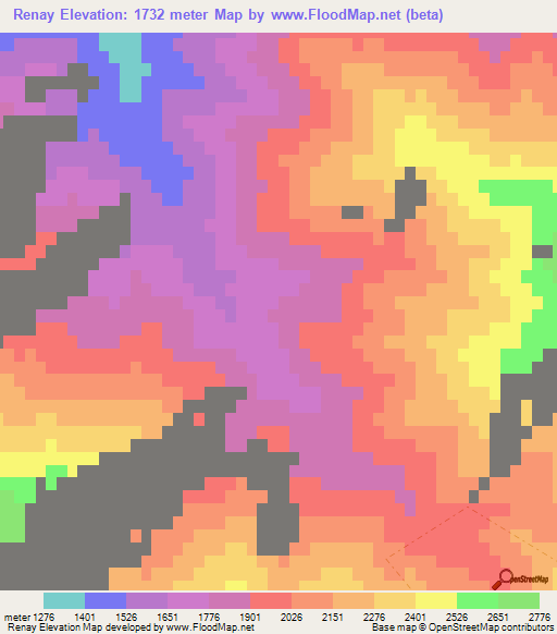 Renay,Afghanistan Elevation Map