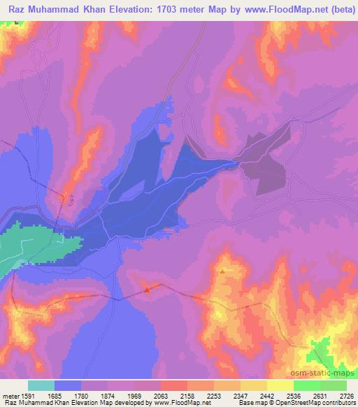 Raz Muhammad Khan,Afghanistan Elevation Map