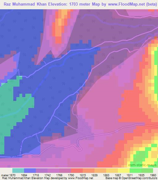 Raz Muhammad Khan,Afghanistan Elevation Map