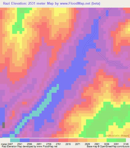 Razi,Afghanistan Elevation Map