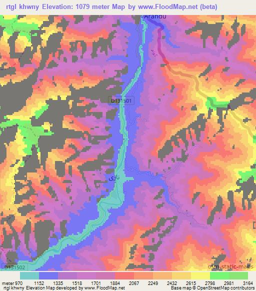 rtgl khwny,Afghanistan Elevation Map