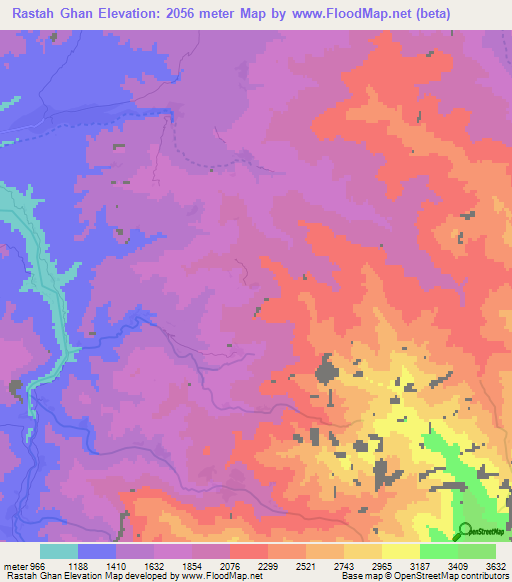 Rastah Ghan,Afghanistan Elevation Map