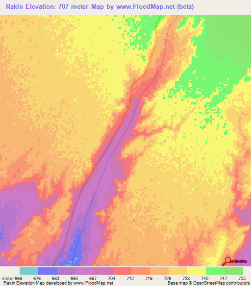 Rakin,Afghanistan Elevation Map