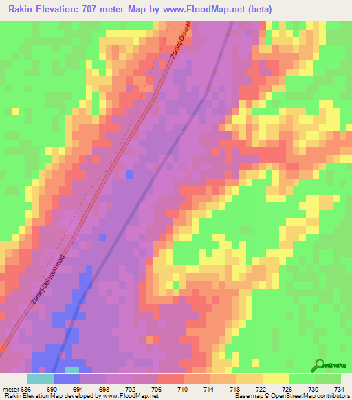 Rakin,Afghanistan Elevation Map