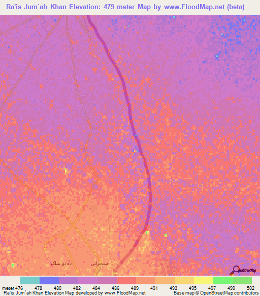 Ra'is Jum`ah Khan,Afghanistan Elevation Map
