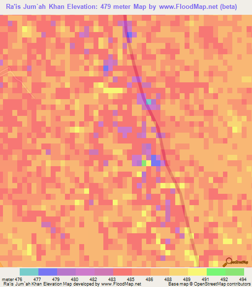 Ra'is Jum`ah Khan,Afghanistan Elevation Map