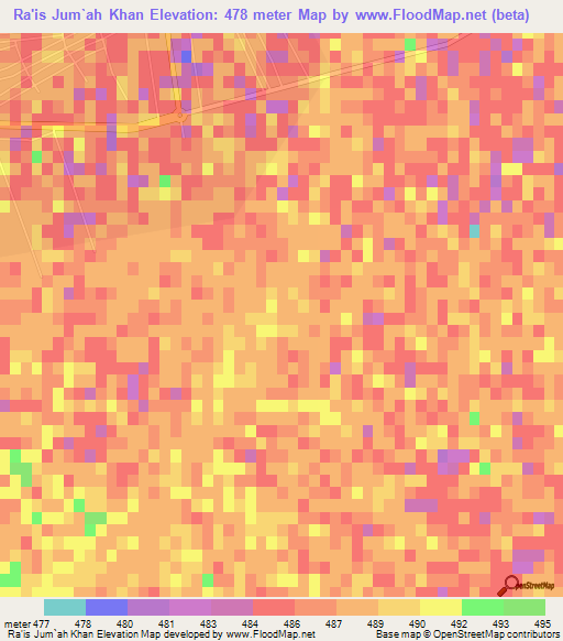 Ra'is Jum`ah Khan,Afghanistan Elevation Map