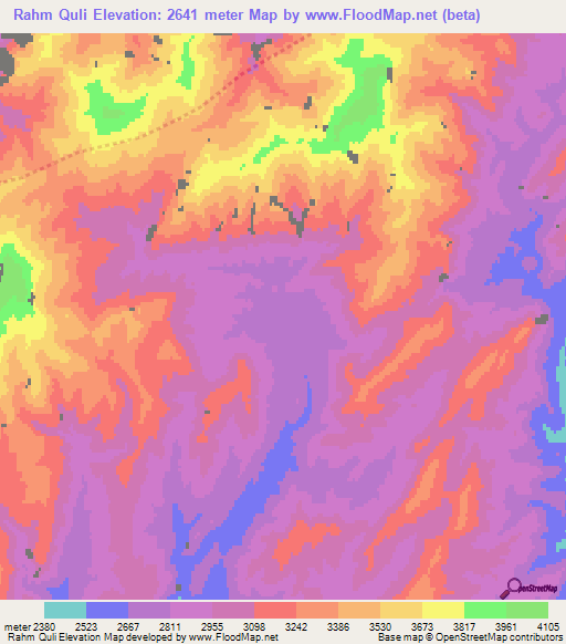 Rahm Quli,Afghanistan Elevation Map