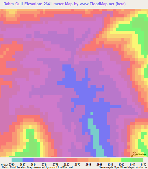 Rahm Quli,Afghanistan Elevation Map