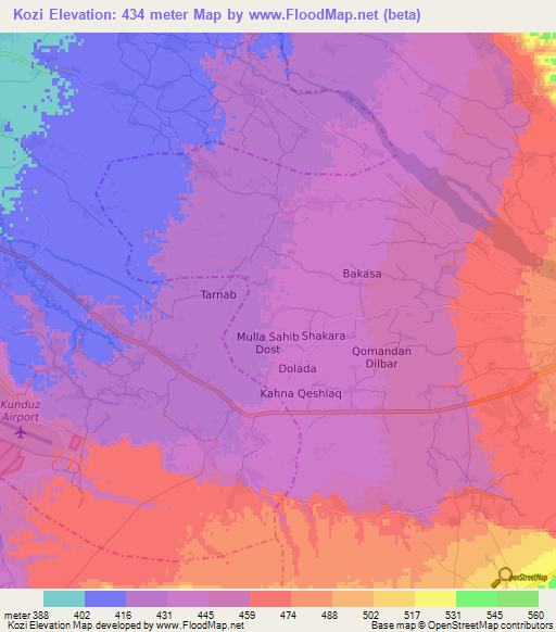 Kozi,Afghanistan Elevation Map