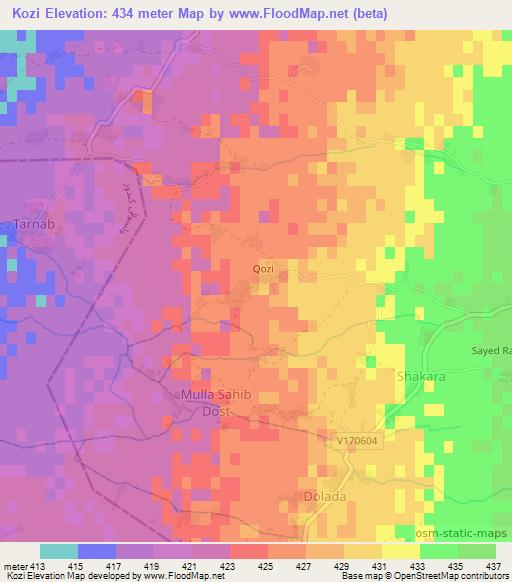 Kozi,Afghanistan Elevation Map