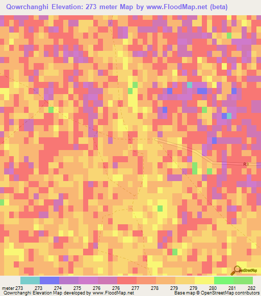 Qowrchanghi,Afghanistan Elevation Map