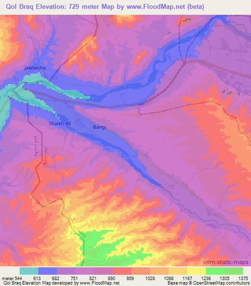 Qol Braq,Afghanistan Elevation Map