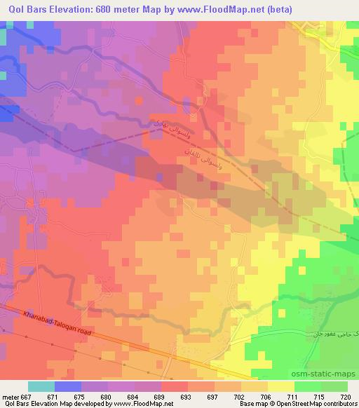 Qol Bars,Afghanistan Elevation Map
