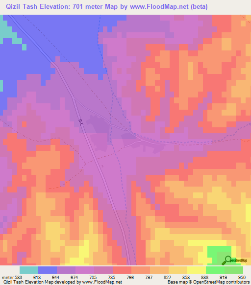 Qizil Tash,Afghanistan Elevation Map