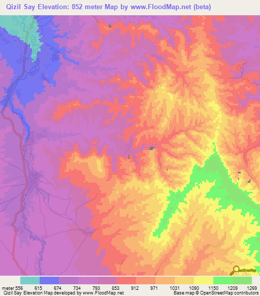 Qizil Say,Afghanistan Elevation Map