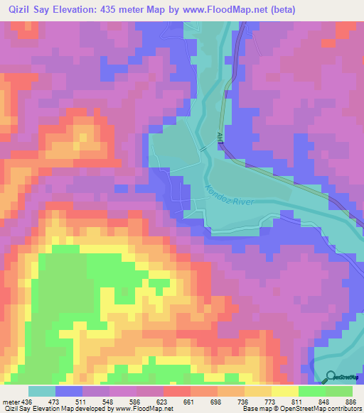 Qizil Say,Afghanistan Elevation Map