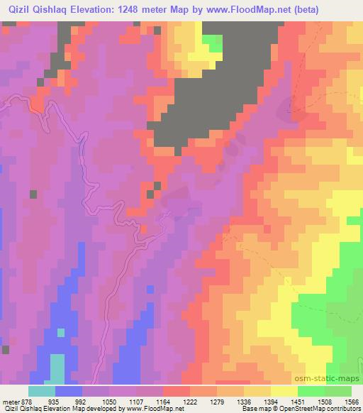 Qizil Qishlaq,Afghanistan Elevation Map