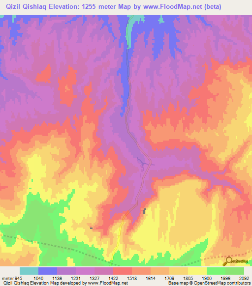 Qizil Qishlaq,Afghanistan Elevation Map