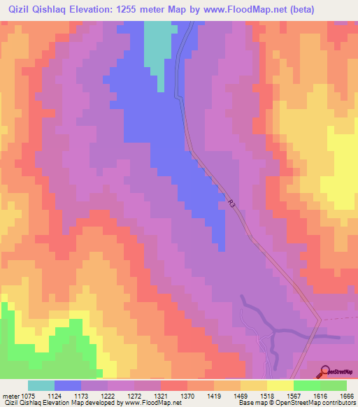 Qizil Qishlaq,Afghanistan Elevation Map
