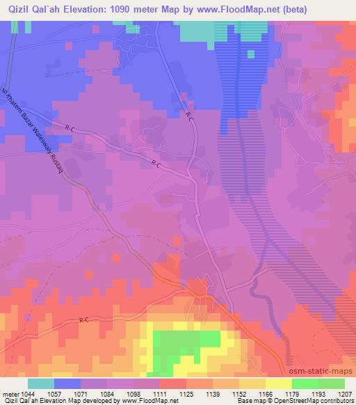 Qizil Qal`ah,Afghanistan Elevation Map