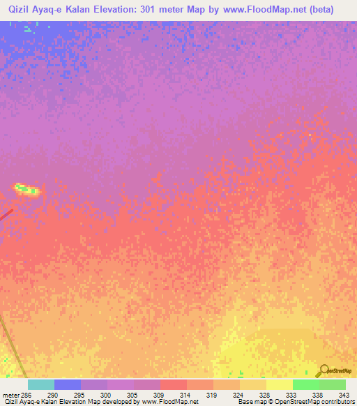 Qizil Ayaq-e Kalan,Afghanistan Elevation Map