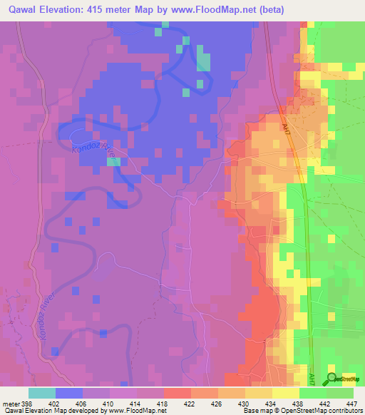 Qawal,Afghanistan Elevation Map