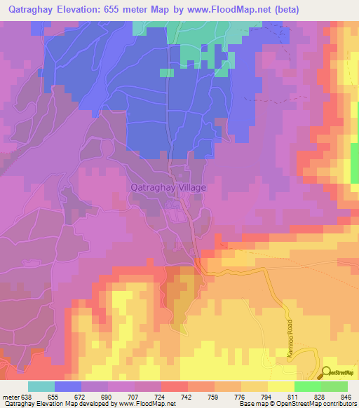 Qatraghay,Afghanistan Elevation Map