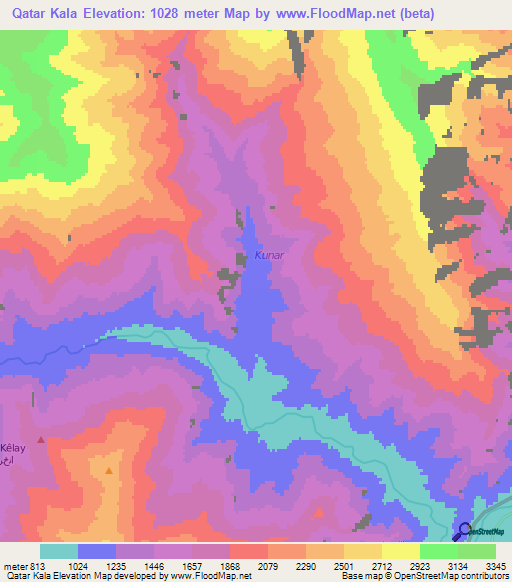 Qatar Kala,Afghanistan Elevation Map