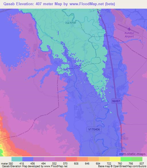 Qasab,Afghanistan Elevation Map