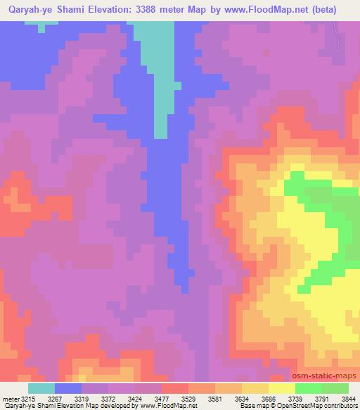 Qaryah-ye Shami,Afghanistan Elevation Map