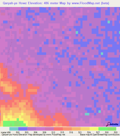 Qaryah-ye Howz,Afghanistan Elevation Map