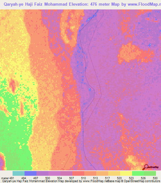 Qaryah-ye Haji Faiz Mohammad,Afghanistan Elevation Map