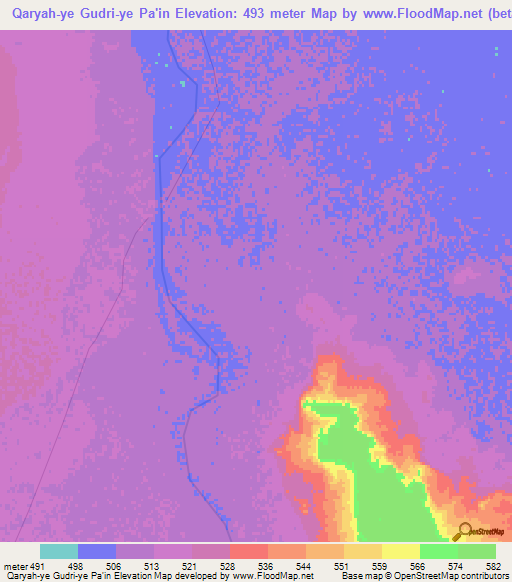 Qaryah-ye Gudri-ye Pa'in,Afghanistan Elevation Map