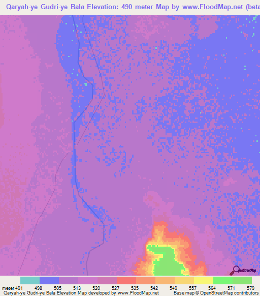 Qaryah-ye Gudri-ye Bala,Afghanistan Elevation Map