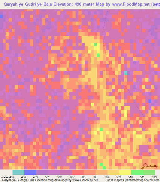 Qaryah-ye Gudri-ye Bala,Afghanistan Elevation Map