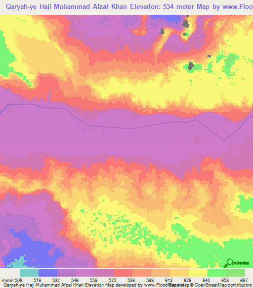 Qaryah-ye Haji Muhammad Afzal Khan,Afghanistan Elevation Map