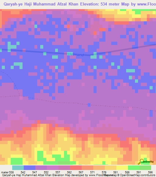 Qaryah-ye Haji Muhammad Afzal Khan,Afghanistan Elevation Map