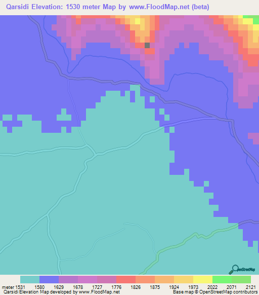 Qarsidi,Afghanistan Elevation Map