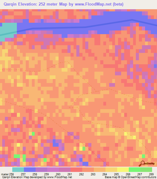 Qarqin,Afghanistan Elevation Map