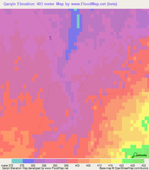Qarqin,Afghanistan Elevation Map
