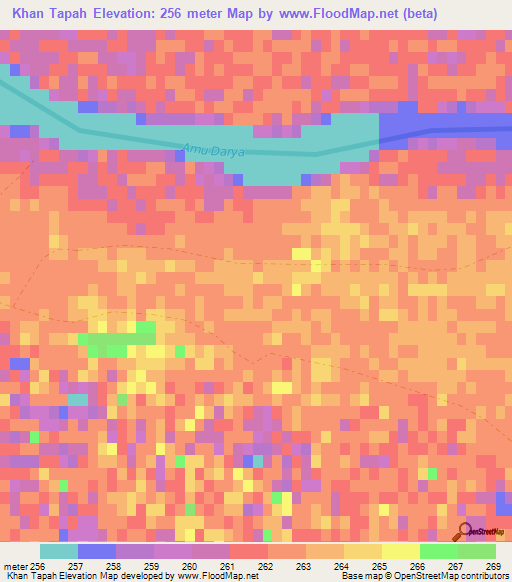 Khan Tapah,Afghanistan Elevation Map
