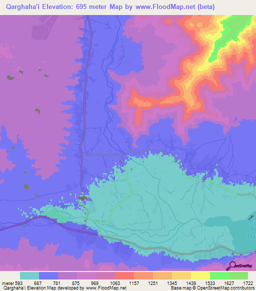 Qarghaha'i,Afghanistan Elevation Map